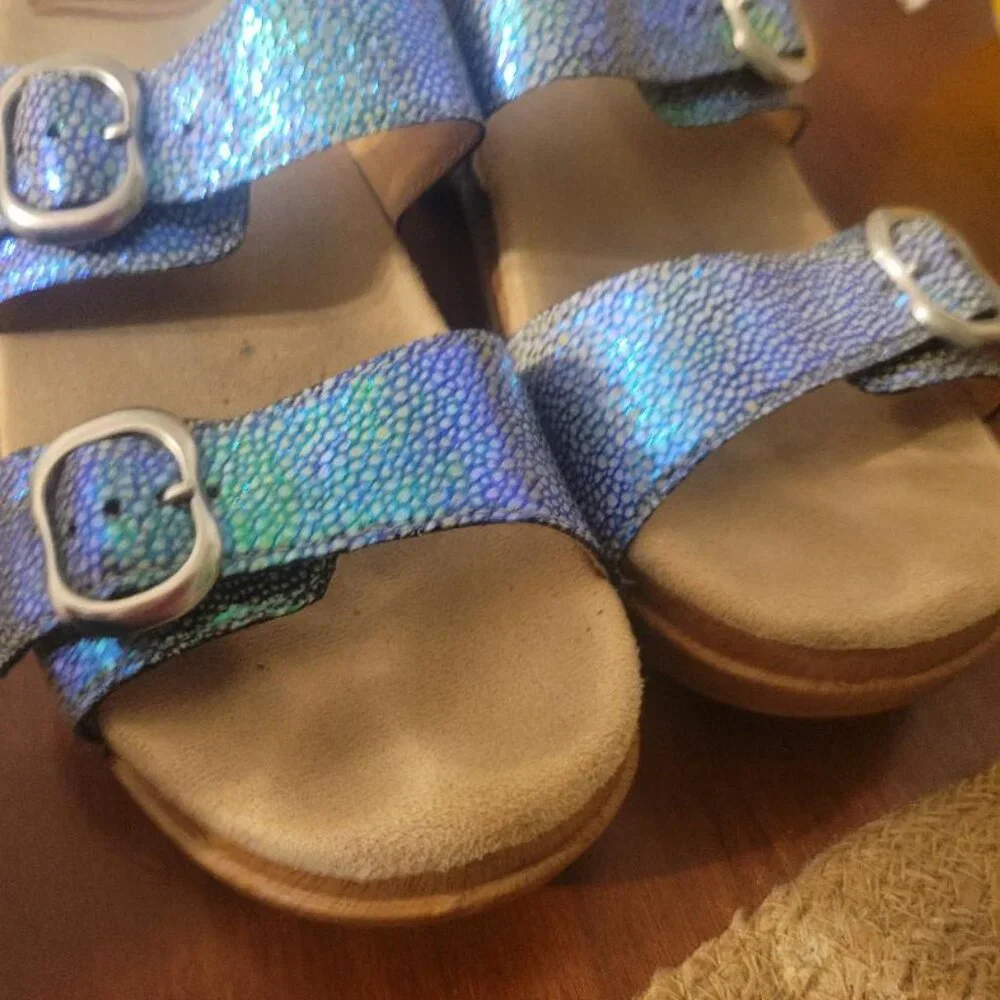 Dansko Womens Clog Sandals Sophie Shagreen In Iridescent Blue Sz 39 (8.5) - Picture 9 of 9